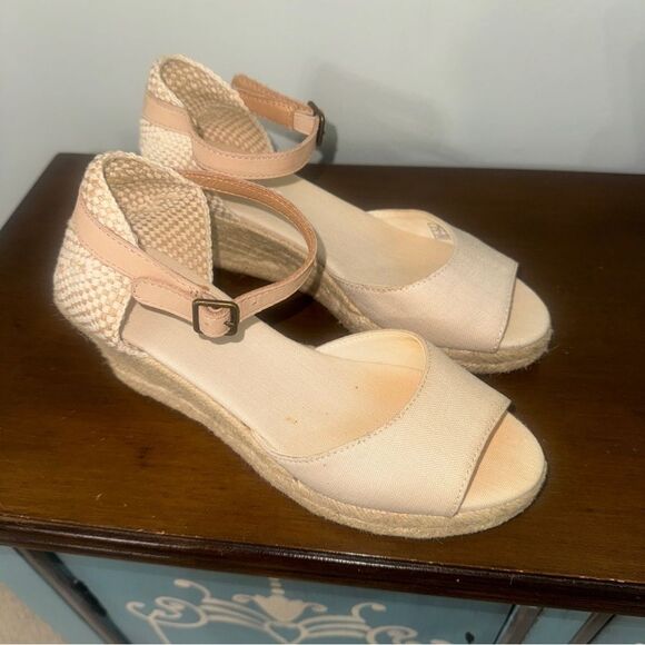 Soludos Canvas Espadrille Wedges | Size 6 | Natural Linen with Ankle Strap - Picture 8 of 10
